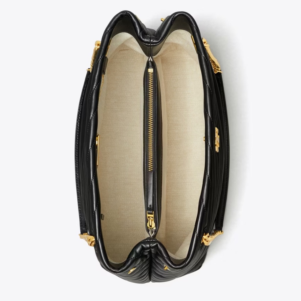 Tory Burch Kira Chevron Tote In Black - Picture 4 of 5